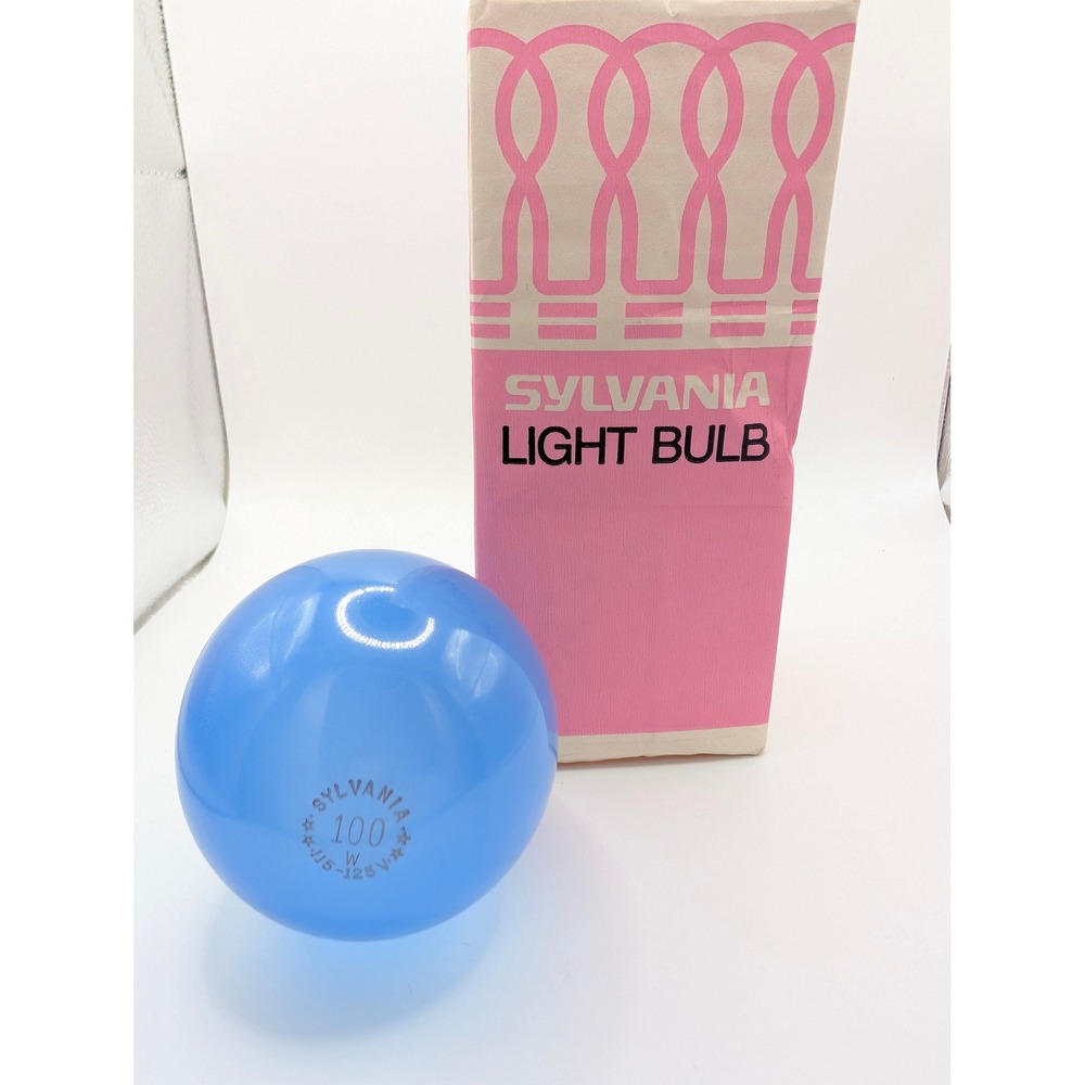 Vintage Sylvania Blue Light Bulb 100W USA Made Retro Decor New Box